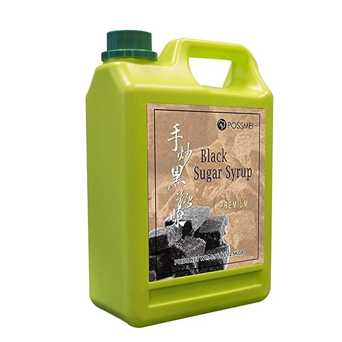 Possmei Flavored Syrup 5.5 Pound Plastic Jar (Premium Black Sugar 1 Pack)