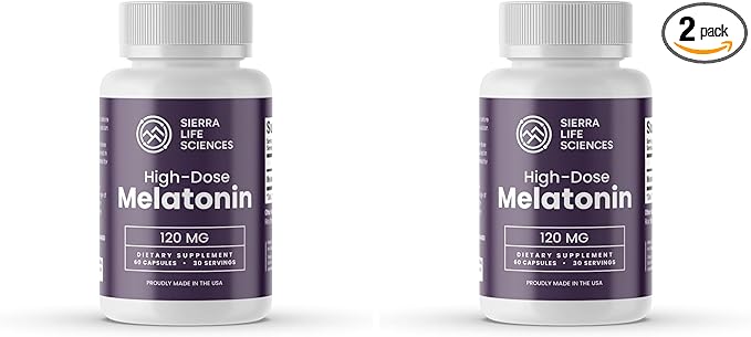 120 mg High Dosage Melatonin Max in Easy-to-Swallow Capsules - 30 Servings (Pack of 2)