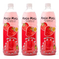 [Pack of 3] [Free Measuring Spoon] Mogu Mogu Juice with Nata De Coco - 33.8 Fl Oz Large Family Size (Strawberry) 320 ml