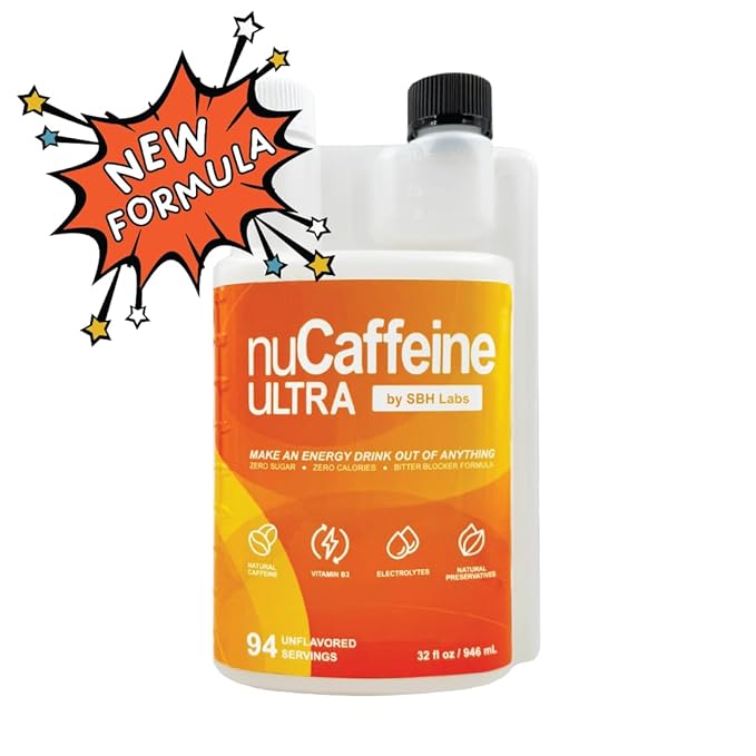 nuCaffeine Ultra | New Natural Preservatives | 94 Servings | Natural Caffeine + B3 + Electrolytes | Includes to-Go Tube | Transform Any Drink into an Energy Drink! | No Carbs No Sugars No Calories