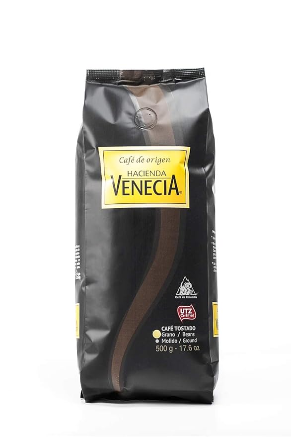 Hacienda Venecia Whole Bean Coffee Medium Roast 100% Colombian Arabica Single Origin from Manizales - 17.6 oz Bag