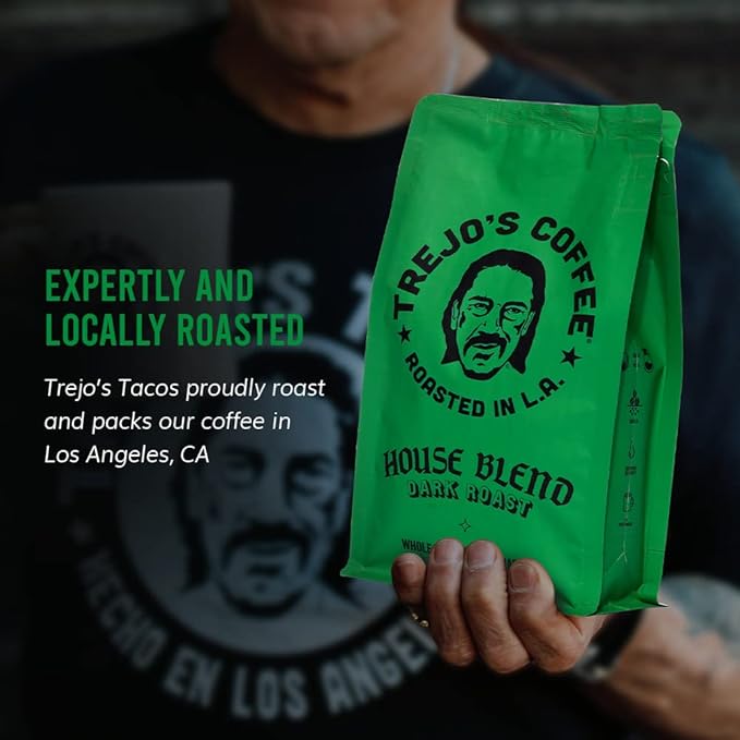 Trejo's Coffee House Blend Dark Roast Whole Bean Coffee 12 Ounce Bag 100% Arabica