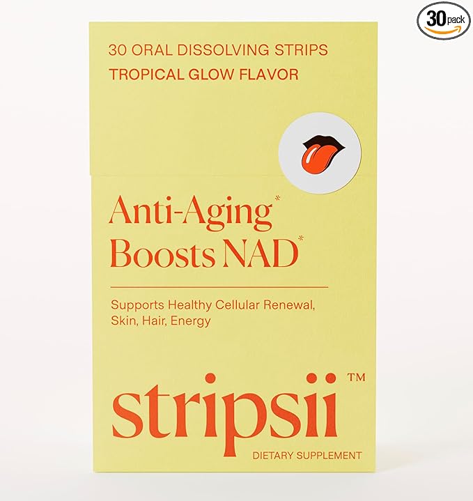 Collagen Biotin NAD &amp Hyaluronic Acid Beauty Supplement Strips – Fast-Dissolving FlashRelease™ Tech – Skin Hair &amp Nail Support – Sugar-Free Non-GMO Gluten-Free Tropical Flavor USA Made