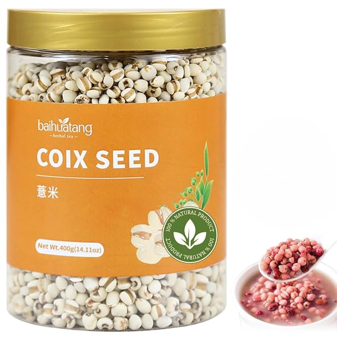 Baihuatang Natural Jobs Tear Coix Seeds for Tea ‌| 14.11oz (400g) | No Additives No Sugar | Whole Grain for Porridge/Soup 薏米 薏苡仁