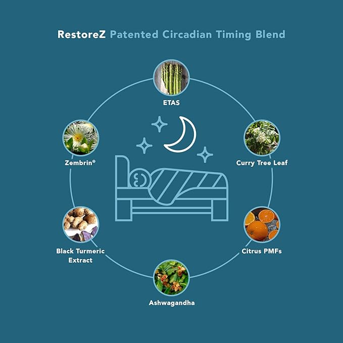 RestoreZ Stay Asleep (60 Capsules) Natural Sleep Supplement - Maintain Long Restful Sleep Throughout The Night - Non-Habit Forming Sleep Aid