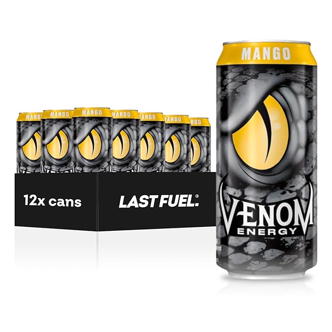 Venom Energy Drink Mango 0 Fat 160mg Caffeine 16 Fl Oz (Pack of 12) By LastFuel.