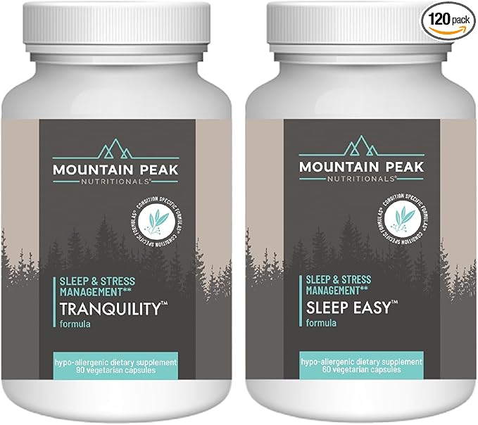 Mountain Peak Nutritionals Ultimate Relaxation Bundle - Tranquility &amp Sleep Easy - Promoting A Calm &amp Relaxed Mood for Better Rest - Sleep Support Supplements w/Vitamins B6 &amp B12