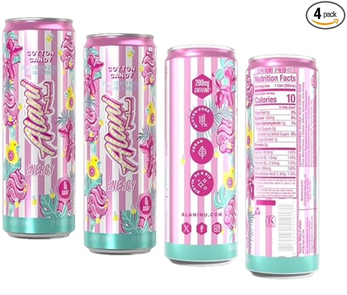Energy Drinks Cotton Candy Alani limited edition (4 Pack) 12 fl oz cans