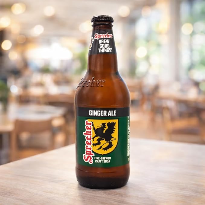 Sprecher Ginger Ale in 16 fl oz Glass Bottles (12 Pack) Fire Brewed Craft Soda with Real Honey Crisp Natural Ginger Flavor Naturally Flavored Gourmet Soft Drink