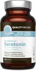 Quality of Life Pure Balance Serotonin Premium–Helps Boost Serotonin &amp Cortisol Levels - Includes 5-HTP Venetron Sensoril Vitamin D3 &amp L-Theanine–60 Capsules