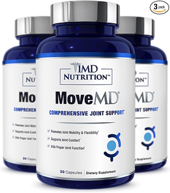 1MD Nutrition MoveMD - Joint Health Supplement - Doctor Formulated | with Collagen Astaxanthin and More | 30 Capsules (3-Pack)