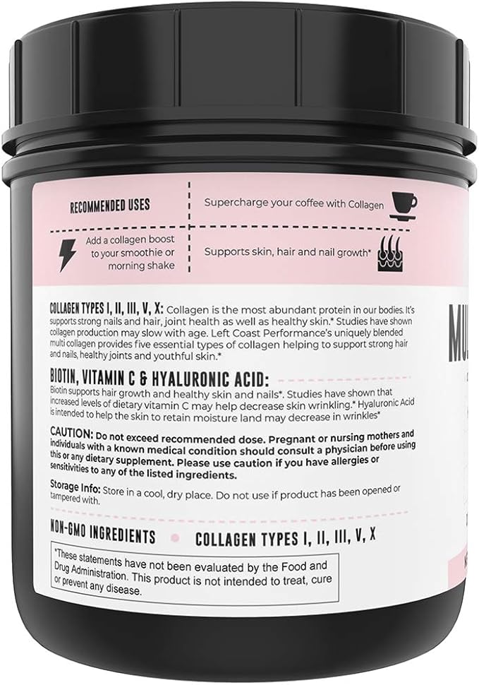 Left Coast Performance Chocolate Bone Broth and Multi Collagen Powder for Joint Hair Skin and Nails Support