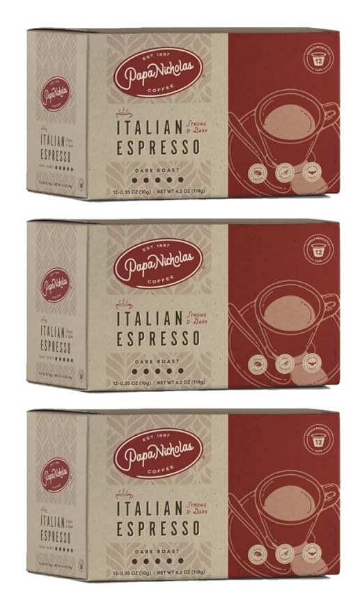 PapaNicholas Coffee Single Serve Coffee Cups Fits Keurig K Cup Brewers Italian Espresso 36 Coffee Pods
