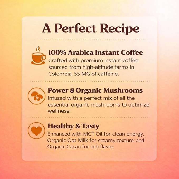 Dawnimate Mushroom Coffee – Tastes Like Coffee Not Too Earthy &amp Still Healthy – Organic Power 8 Mushroom Blend – Including Lion’s Mane Cordyceps Reishi Chaga Turkey Tail &amp More – 30 Serv