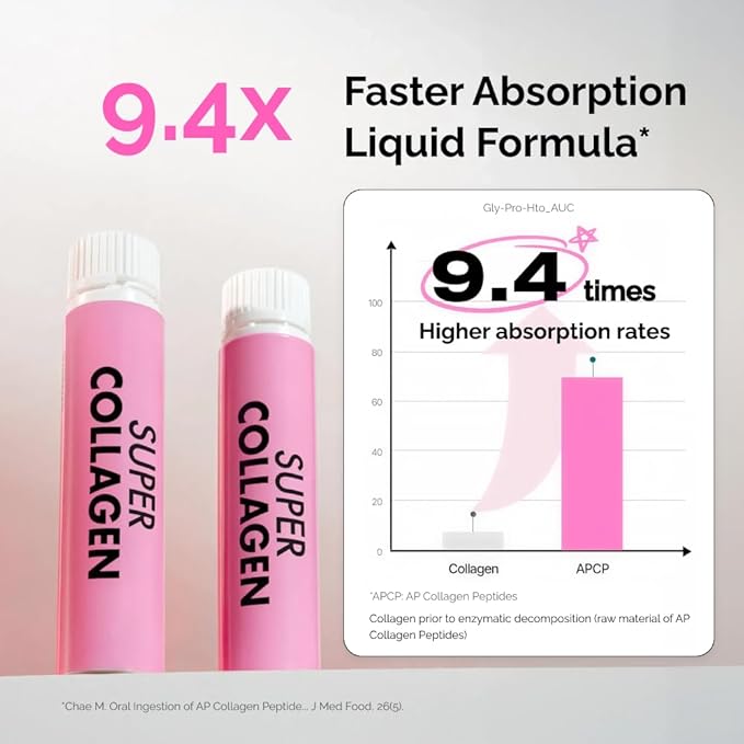 VITALBEAUTIE Super Collagen Drink – 3500mg Low‑Molecular Fish Collagen (5 Types) – K‑Beauty Liquid Beauty Ampoules Mixed Berry Flavor (Naturally &amp Artificially Flavored) – 14 x 25 mL