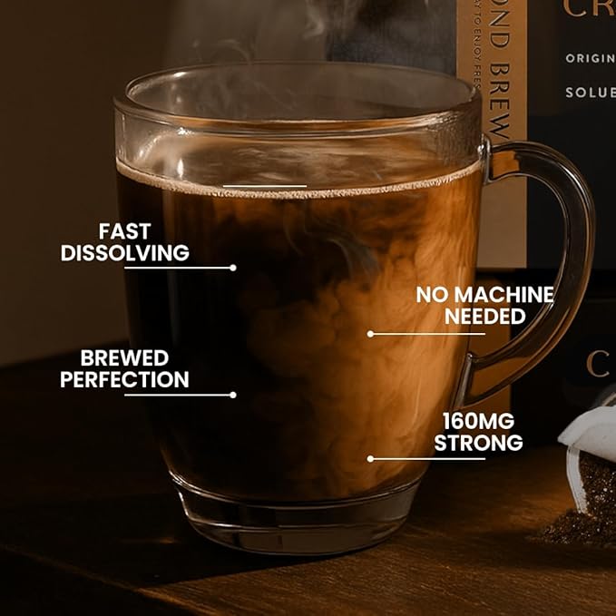 Luxury Instant Espresso - 160mg Caffeine Hot or Iced Instant Coffees Cold Brew Coffee Double Shot Espresso 12 Counts 100% Arabica Sugar Free No Additives - Original Diamond Brew