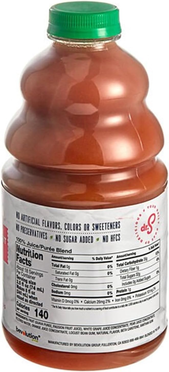 100% Crushed Guava Passion Fruit Smoothie Mix 46 fl. oz. WS-103DR100GUAP-NPF
