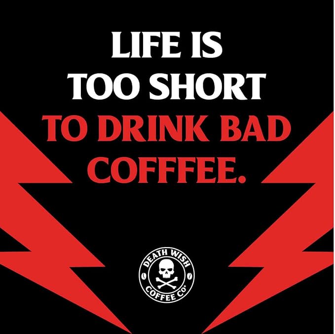 Death Wish Coffee Co. Ground Coffee Bundle Includes 1 Pack of Dark Roast (16 oz) and 1 Pack of Medium Roast (16 oz)