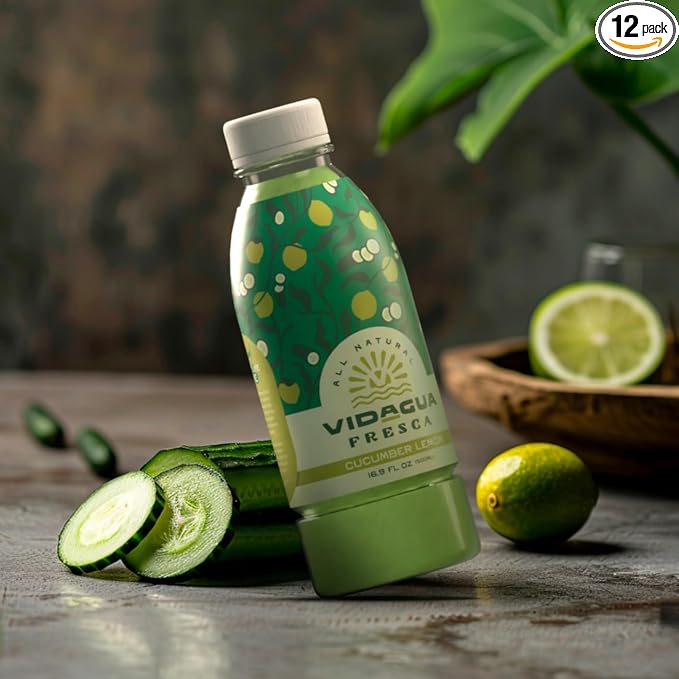 Vidagua Agua Fresca Cucumber Lemon Ready-to-Drink Fruit Beverage 16.9 fl oz Bottles Pack of 12