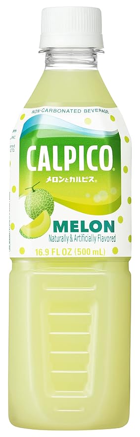 CALPICO Melon – Smooth Creamy &amp Refreshing Non-Carbonated Beverage Sweet and Tangy Japanese Lactic Acid Drink 16.9 Fl oz (Pack of 6)