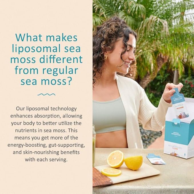 Akasha Superfoods Irish Sea Moss Gel Liposomal Seamoss with Irish Sea Moss Vitamin E Citrus Organic Vanilla Glycerin Skin Energy &amp Gut Health Support for Women &amp Men Sweet Citrus Flavo