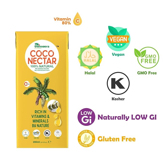 COCO (Coconut) NECTAR - 100% Natural &amp Pure | By Nature Gluten-Free Non-GMO and Vegan | Feel Energized | Kosher| Halal | Natural Wellness Beverage (24 Pack)