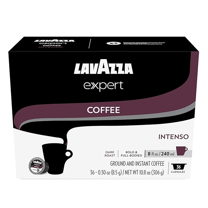 Lavazza Expert Intenso Coffee Capsules Dark Roast Arabica and Robusta Blend Compatible with Lavazza Classy Plus Machine (72 Capsules)