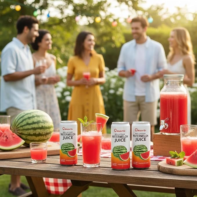 Omura Pack of 24 Watermelon Juice Drink Refreshing Watermelon Beverage with Natural Sweetness Non-GMO 11.3 Fl Oz (24-Pack)