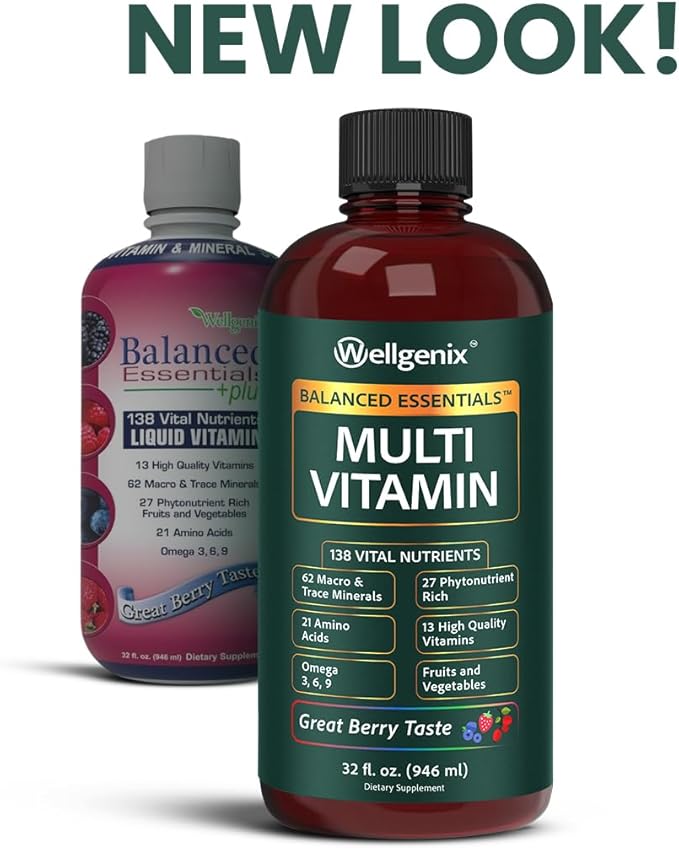 Balanced Essentials 2 Pack Natural Liquid Nutritional Supplement Vitamin 32 Ounces Very Berry S-BE32 (Packaging May Vary)