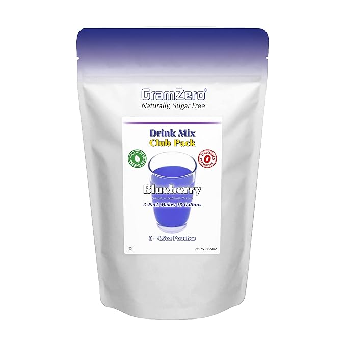 GramZero Blueberry Zero Calorie Sugar Free Drink Mix Great For Nutrition Club Loaded Teas Stevia Sweetened