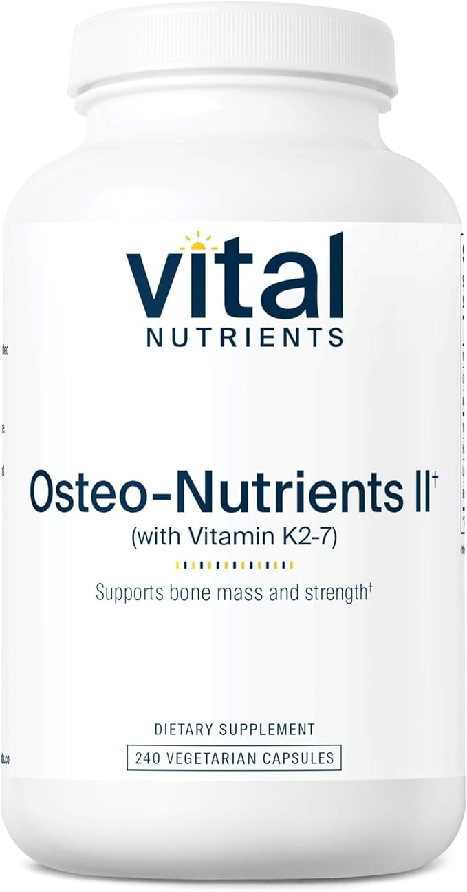 Vital Nutrients Osteo-Nutrients II - Vitamin K2 + D3 Calcium Boron and Magnesium for Bone Strength* - Healthy Heart Support - Vegetarian Supplement - Gluten Dairy Soy Free - 240 Capsules
