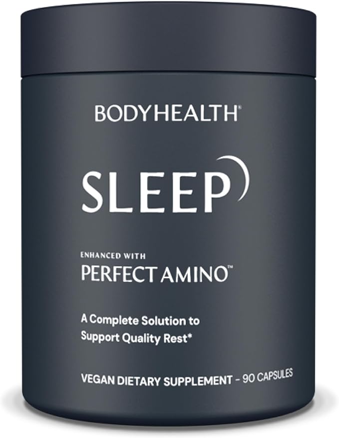 BodyHealth Sleep Sleep Aid and Supplement for Adults with 3 mg Melatonin Non-Habit Forming Pills Enhanced with PerfectAmino - 90 Capsules