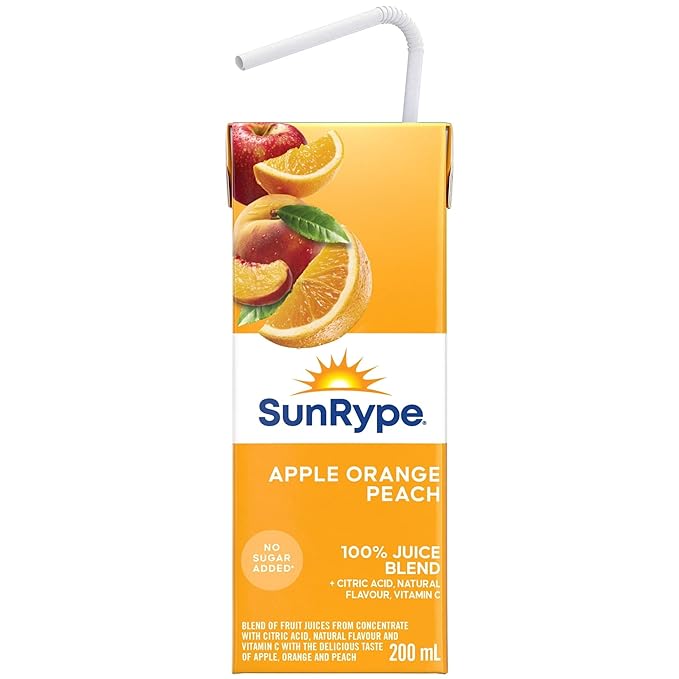SunRype 100% Pure Fruit Juice Boxes Variety Pack Perfect for On-The-Go 40x200ml