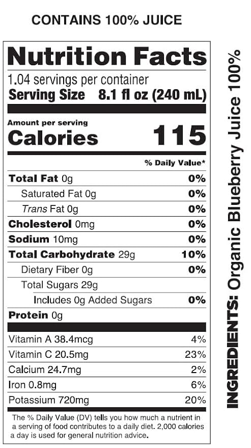 Pomona Organic Juices Pure Blueberry Juice Cold Pressed Organic Juice Non-GMO No Sugar Added Not from Concentrate Gluten Free Kosher Certified Preservative Free 8.4 Ounce (Pack of 12)