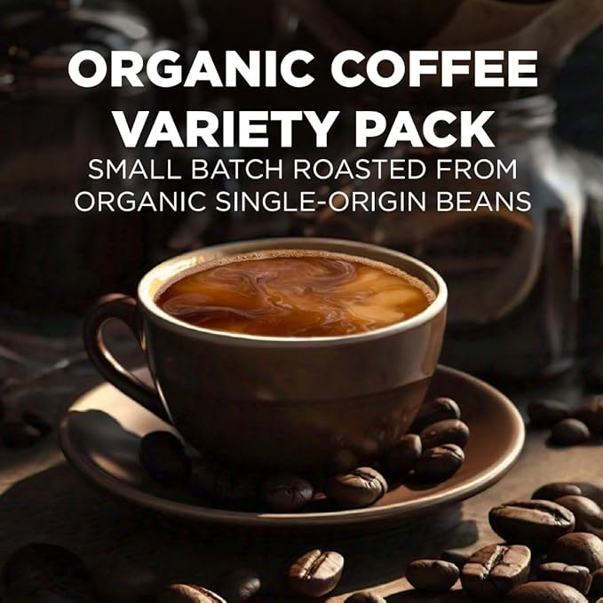 Maud's Organic Coffee Pods Variety Pack 56 ct 8 Assorted Flavors Single Serve Pods – 100% Arabica Coffee Compatible with Keurig K Cups Maker