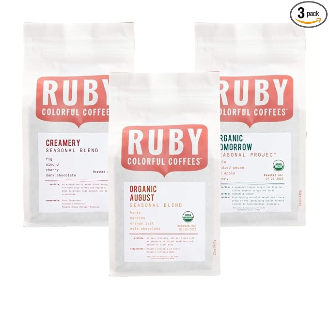 Bean Box Sampler - Roasted by Ruby Roasters 3-Pack Whole Bean Coffee Gourmet Coffee