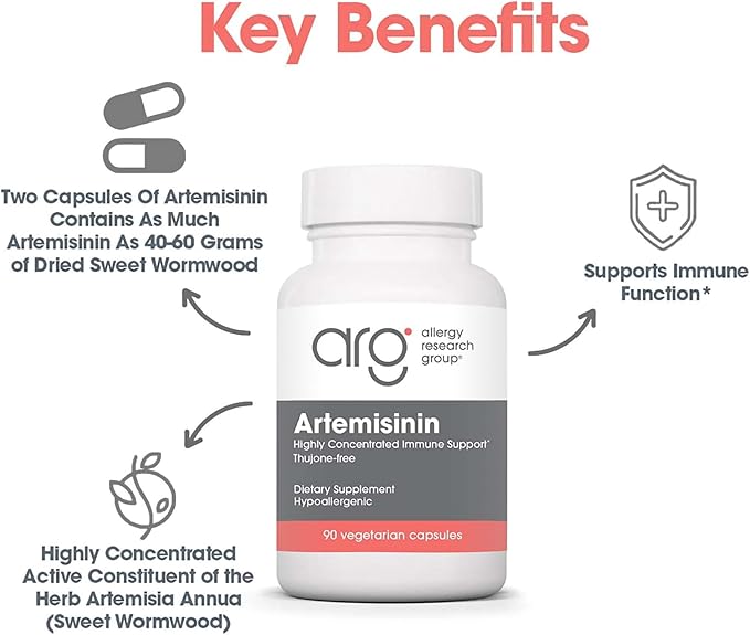 ARG Artemisinin - Delivers 200 mg Concentrated Sweet Wormwood Extract per Serving - Supports Immune and Digestive Health - Hypoallergenic &amp Vegetarian - 45 Servings - 90 Capsules