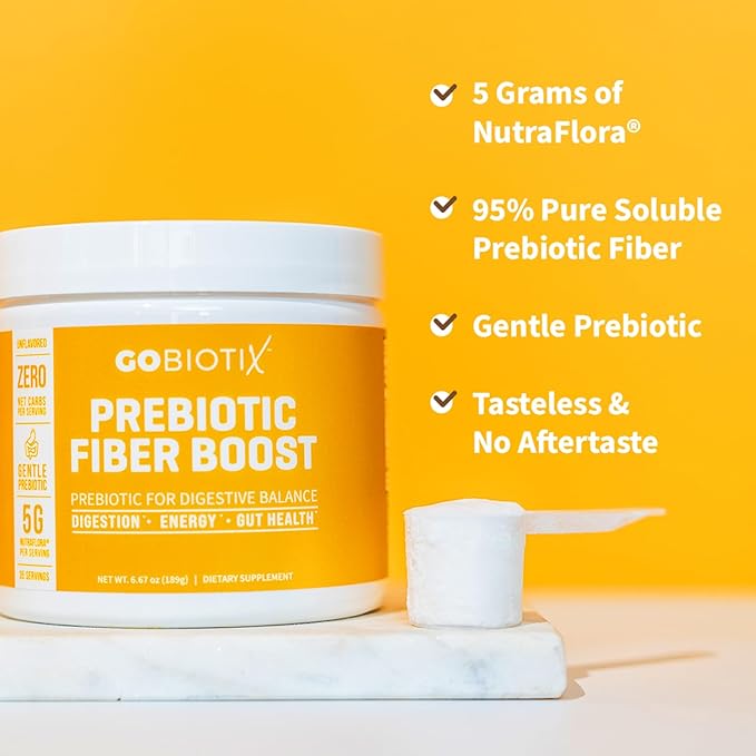 GOBIOTIX Fiber &amp Collagen Bundle: Hair Skin Gut Support - 30 Servings Collagen 35 Servings Fiber