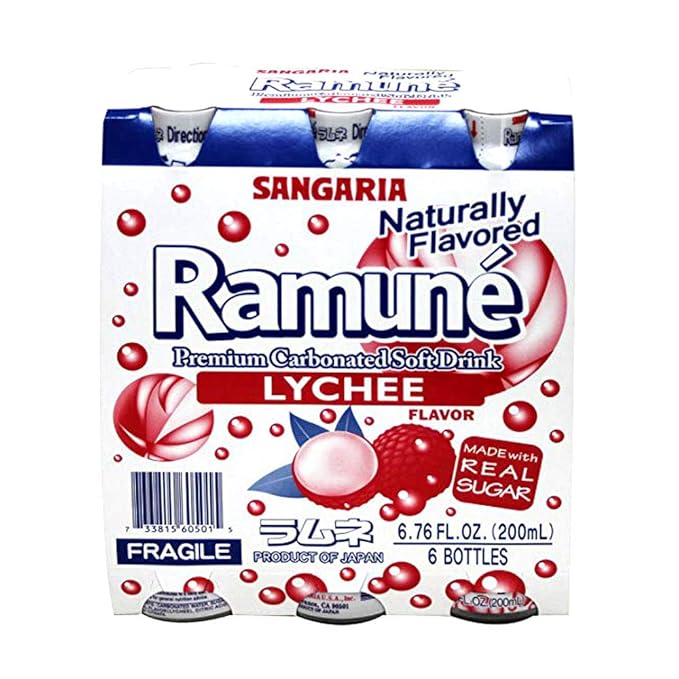 Sangaria Ramune 6.76 Fluid Ounce (Lychee 6 Bottles)