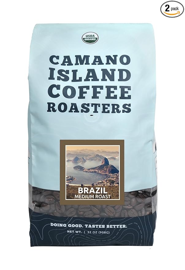 Camano Island Coffee Roasters - Organic Brazil Medium Roast Coffee - Fresh Premium USDA Certified Organic Shade Grown Fair Trade and Ethical