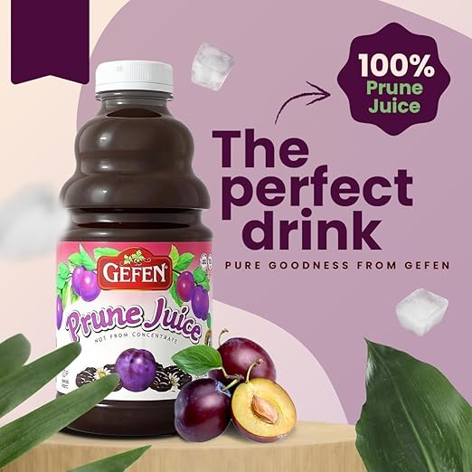 Gefen All Natural Prune Juice 32oz (2 Pack) Not from Concentrate | Kosher (Including Passover)