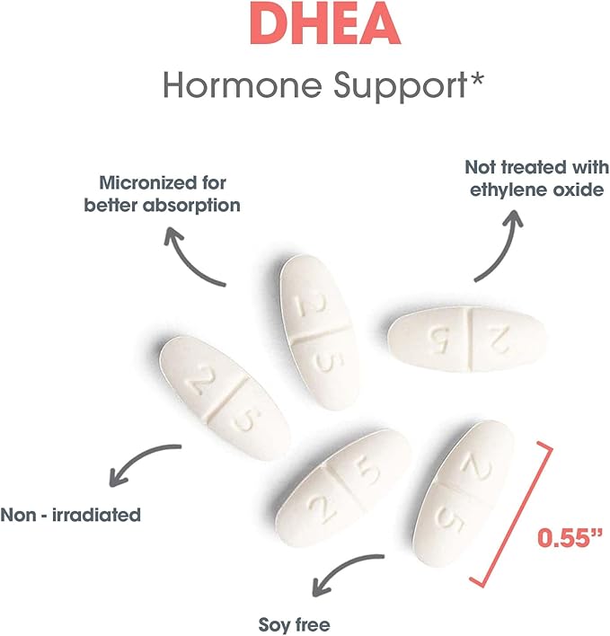 Allergy Research Group ARG DHEA 25 Micronized Lipid Matrix - Supports Hormone Balance &amp Brain Function - Delivers 25 mg DHEA - Micronized &amp Plant Sourced - Hypoallergenic - 60 Servings - 60 Ca