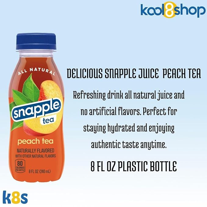 Snapple Apple All Natural Juice Drink 8 fl oz Mini Plastic Bottle 24 Pack + 2 Reusable Snack Bags by KOOL8SHOP Infinite Deals