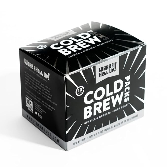 Wake The Hell Up! Ultra-Caffeinated Cold Brew Steeping Pouches Ultra-Caffeinated Coffee10 Count 1.3 oz Pouches