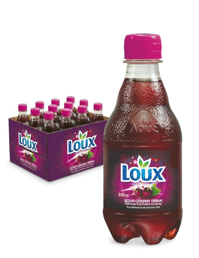 Loux | Greek Soft Drink | Sour Cherry | Pack of 12 | 330ml