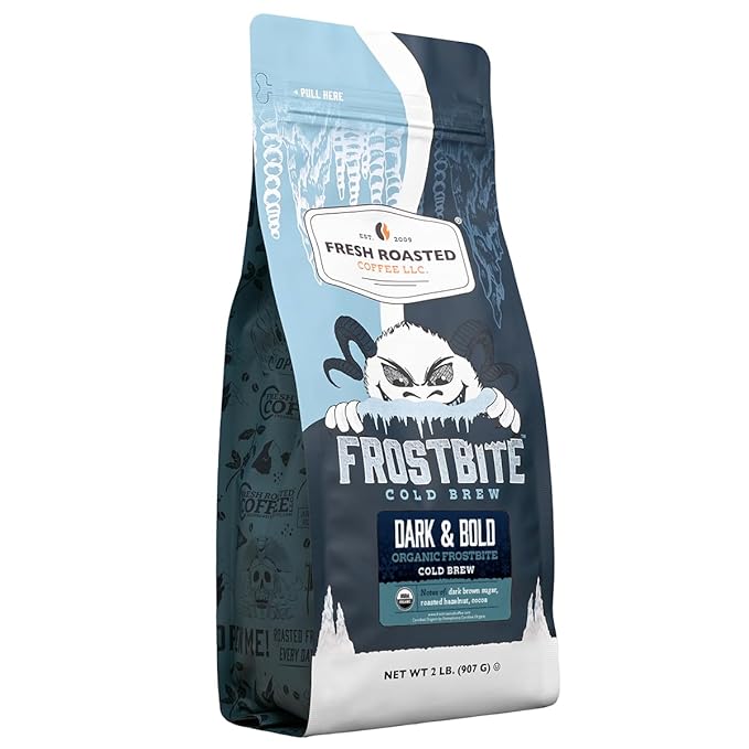 Fresh Roasted Coffee Organic Dark &amp Bold Frostbite Cold Brew | USDA Kosher | Dark Roast | 2 lb Coarse Ground
