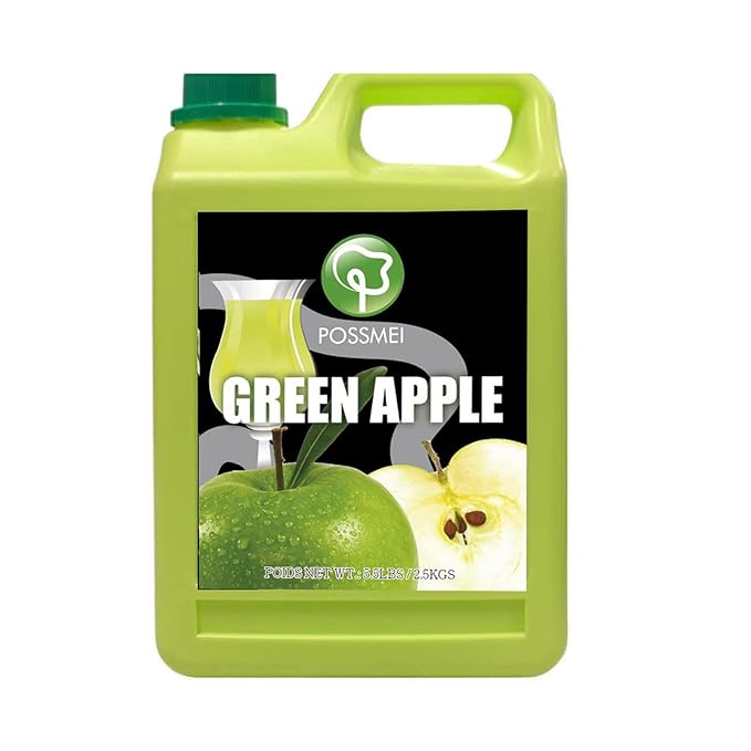 Possmei Green Apple Flavored Syrup 5.5 Pound Plastic Jar 2 Pack