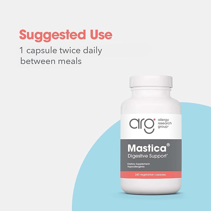 Allergy Research Group Mastica - Mastic Gum Capsules Digestive Health Supplement for Adults Mastic Resin Powder Capsules for Gut Health Support - 240 Count