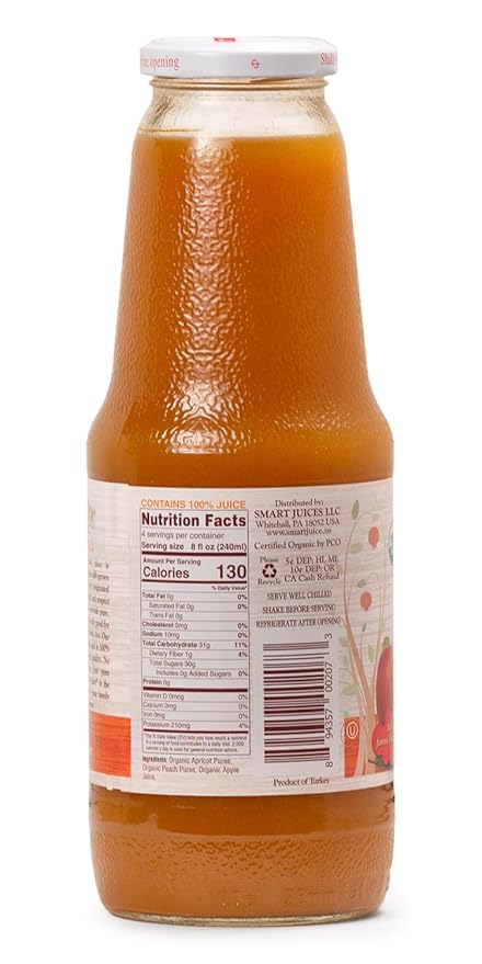 Smart Juice Organic Apricot Peach Juice - 33.8 fl oz (1L) - (Pack of 6)