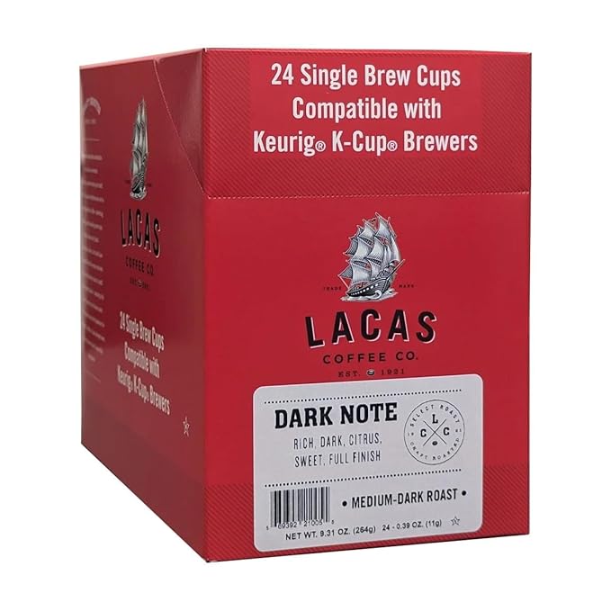 Lacas Coffee Dark Note Single Serve Cups 96 Total – Bold &amp Full-Bodied Medium-Dark Roast